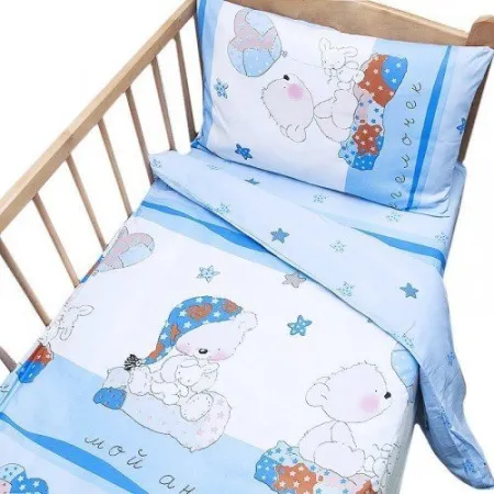 1,5 сп - вид 2 (голубой) - Постельное белье из поплина "Сплюшка" 1636